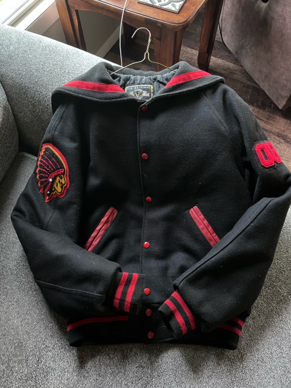 Vintage Holloway Varsity girl’s wool jacket red and black size M medium
